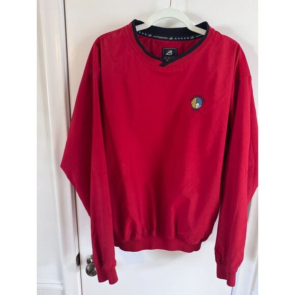 Ahead Authentics Half Moon Bay Links Red Windbreaker Pullover EUC Size S - Picture 2 of 4